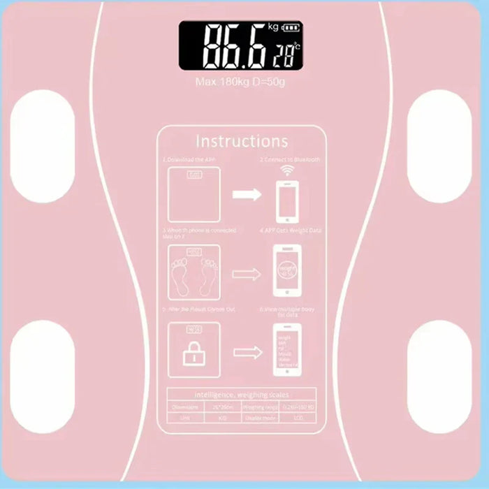 Báscula inteligente Bluetooth de grasa corporal, rosa