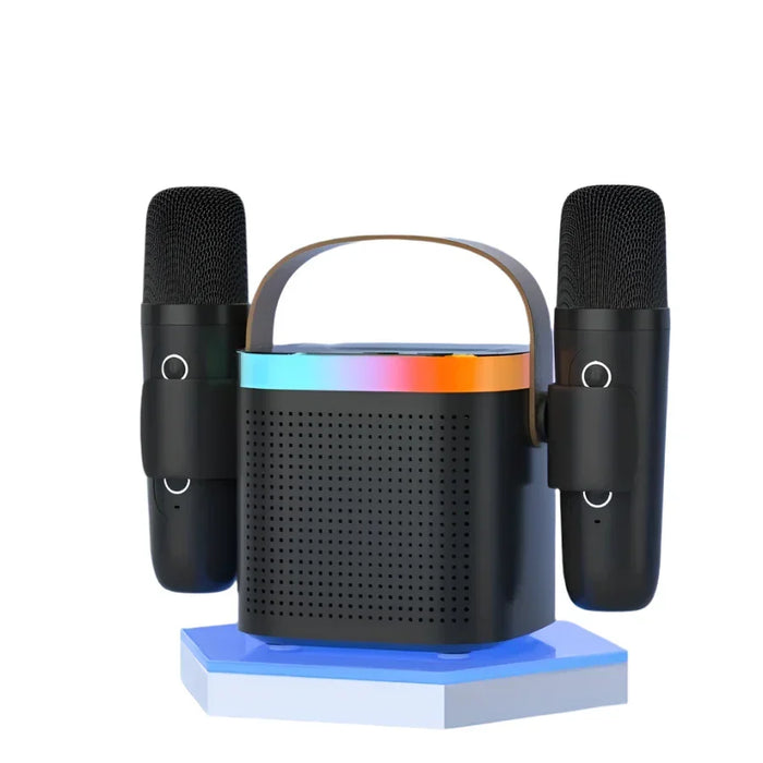 Portable Bluetooth karaoke system with microphones