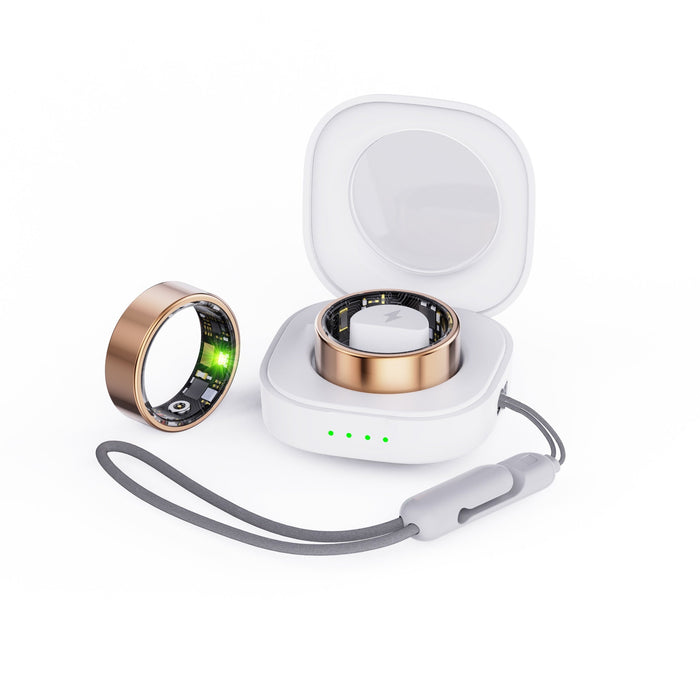 Anillo inteligente para actividad física con estuche de carga, dorado