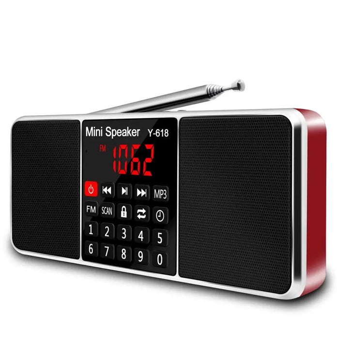 Receptor de radio FM digital estéreo, rojo
