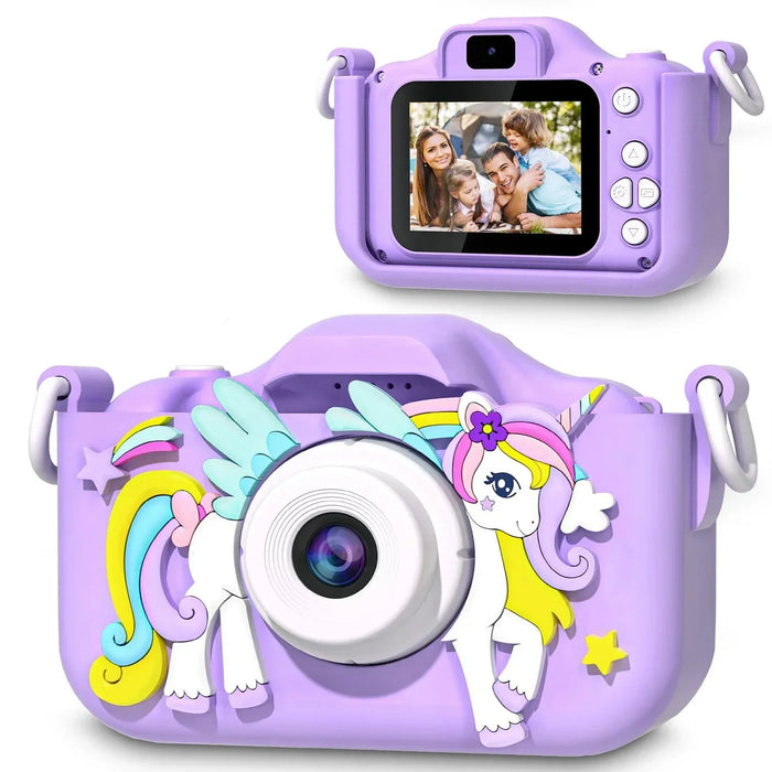 Unicorn-design children's mini camera with Full HD 1080p and 2-inch screen