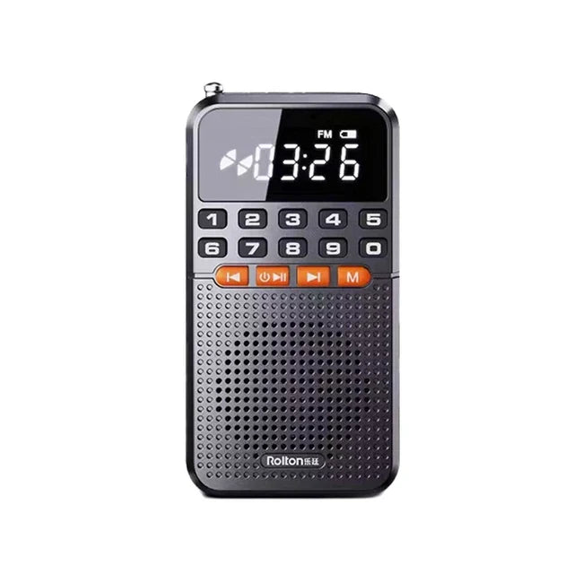 Black dual-antenna mini FM radio
