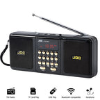 Black portable Bluetooth speaker with FM radio