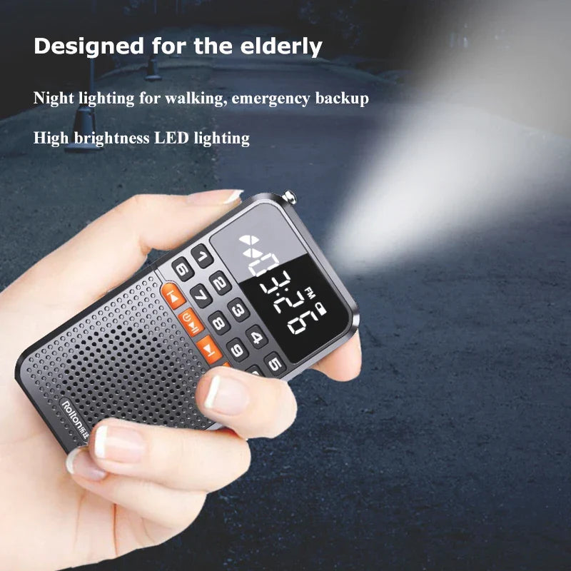 Black dual-antenna mini FM radio