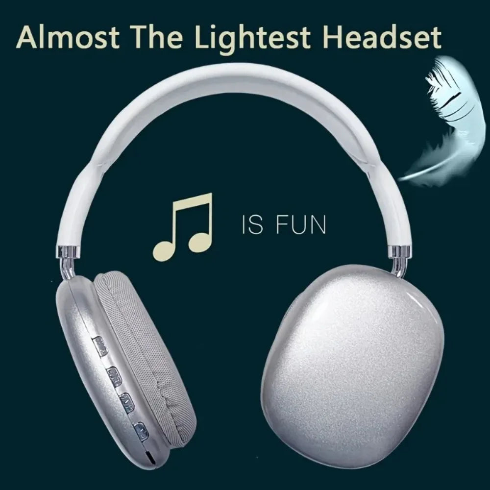 Casque Bluetooth sans fil à arceau, blanc
