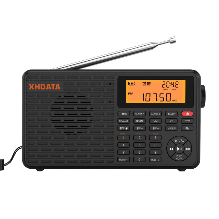 Radio digital estéreo portátil, negra