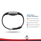 Bracelet d'activité connecté avec cardiofréquencemètre, noir