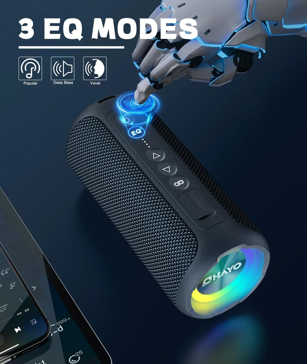 Stereo-Bluetooth-høyttaler på 40 W, svart