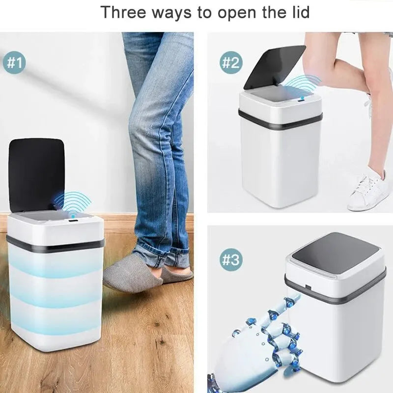 Poubelle de cuisine intelligente à ouverture tactile, 13 litres