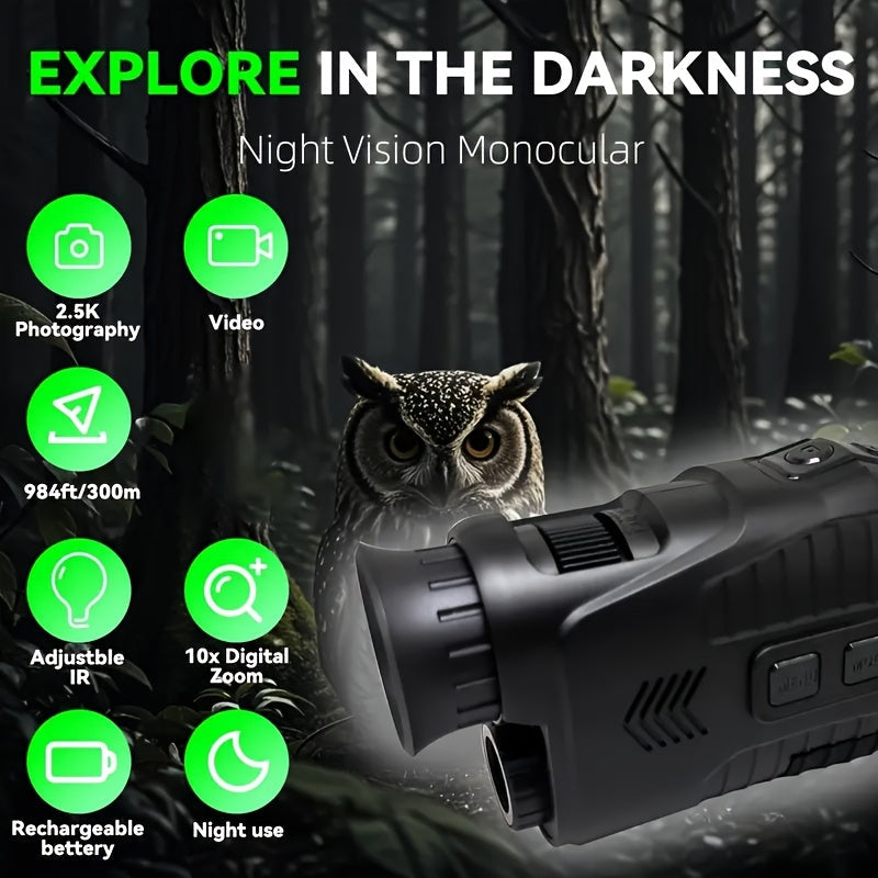 Monoculaire infrarouge avec zoom numérique 10× et lampe LED