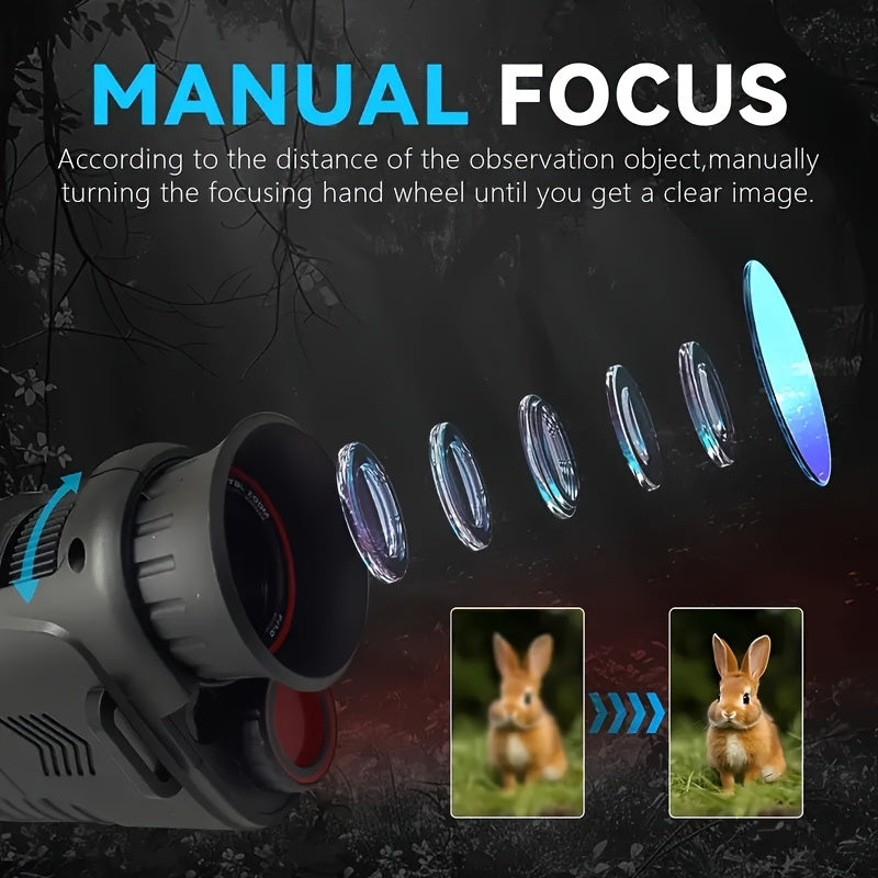 Monoculaire infrarouge avec zoom numérique 10× et lampe LED