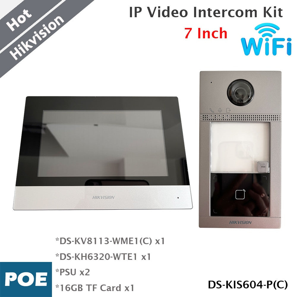 Hikvision IP-videoporttelefonsett med Wi-Fi og 7-tommers fargeskjerm