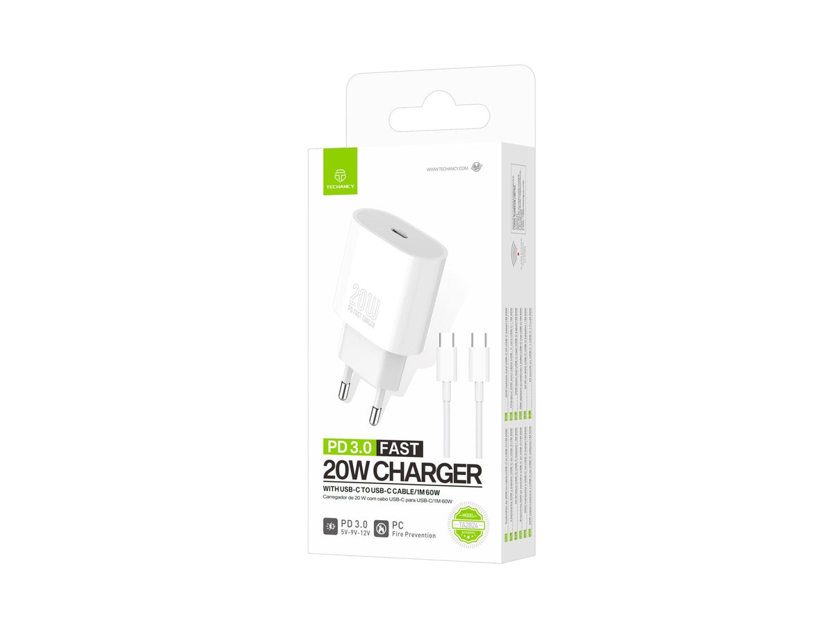 Techancy TA2824 PD 3.0 USB-C-lader på 20 W med USB-C-kabel